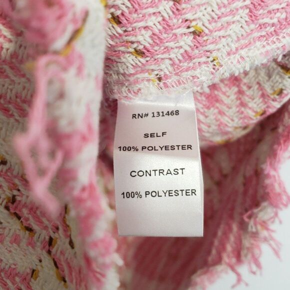 Women's XL Pink Shacket with Unfinished Fringe as Decor and Hem - Picture 4 of 8